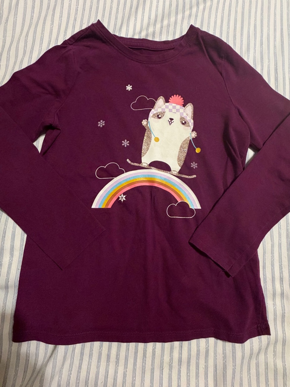 2 for$6✨Cat & Jack Girls' Long-Sleeve Graphic Tee, Size M (Age 7/8)